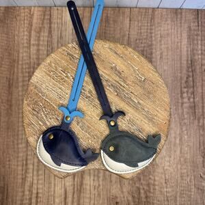 Portland Leather Set of 2 Blue Whale Bag Charms Crossbody Purse Charm Whale